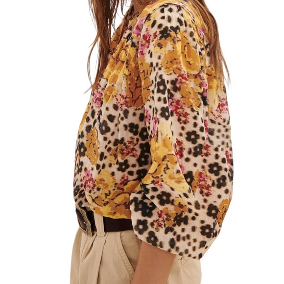 Ba&sh Floral Doddy Blouse in Ocre - Picture 2 of 9